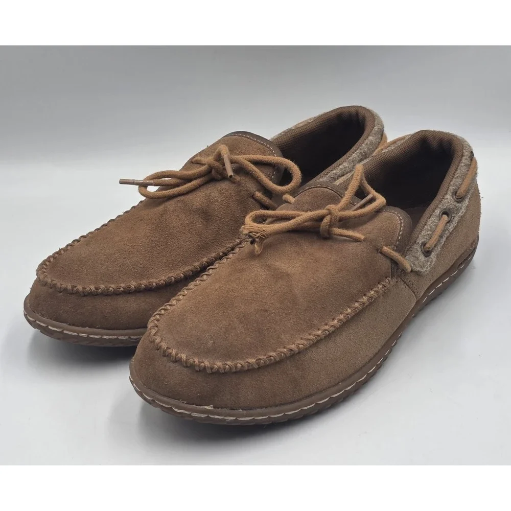 Patagonia Brown Suede Moc Toe Boat Shoes Wool Lined‎ Moccasin Mens Size 8